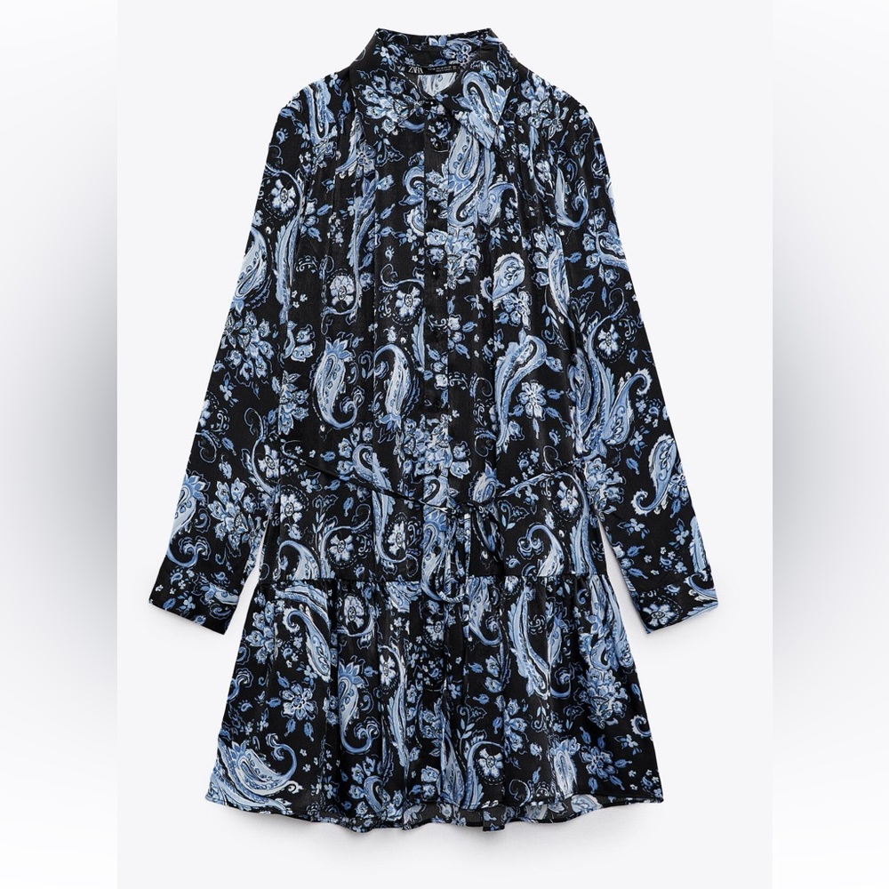ZARA🌹💕Black and Blue Paisley Dress